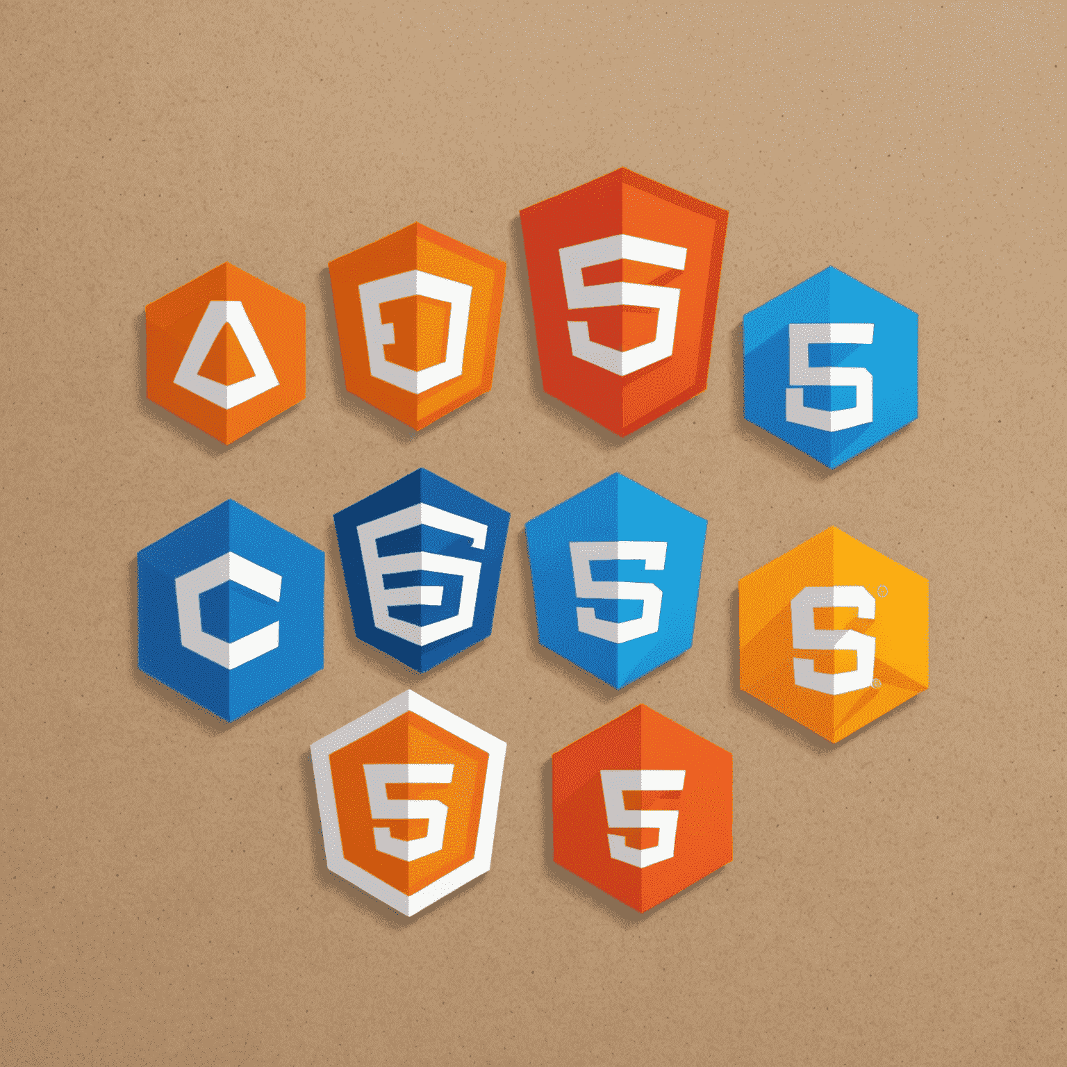 Collage de logos de HTML5, CSS3 y JavaScript, junto con un mockup de diseño web responsivo