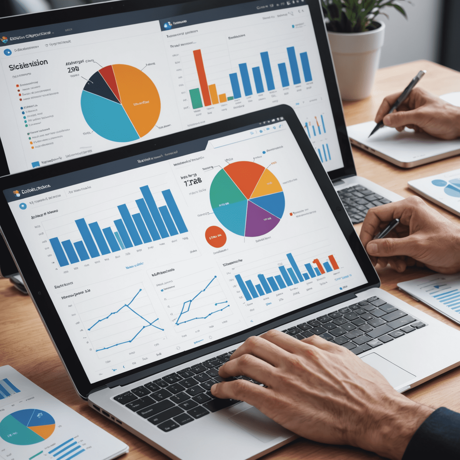 Imagen que representa la ciencia de datos con gráficos, tablas y visualizaciones de datos, mostrando su aplicación en la industria tecnológica argentina